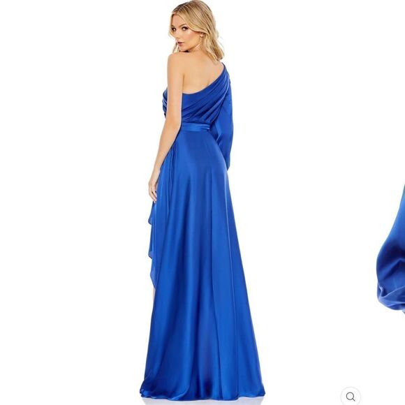 Mac Duggal 49141  Womens Blue HIGH LOW ONE SHOULDER FLOWY GOWN - Picture 4 of 14